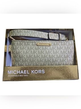 NWT Michael Kors Gold Logo Belt Bag Fanny Pack Size L/XL with Box